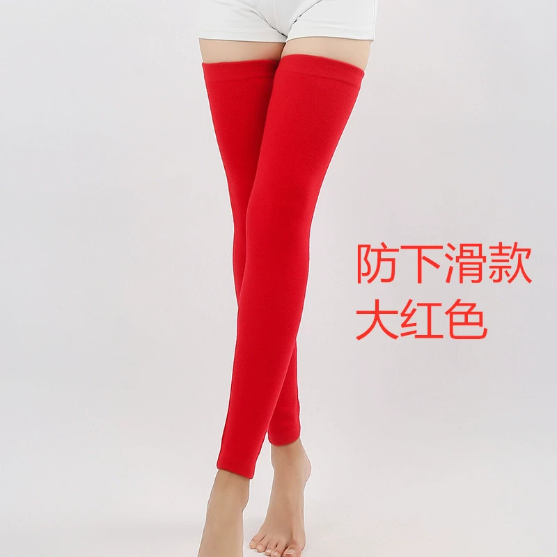 Quần legging nữ mùa đông dày đến đầu gối qua vớ mùa thu và mùa đông trên đầu gối vớ cashmere ấm để bảo vệ bắp chân - Vớ mắt cá chân