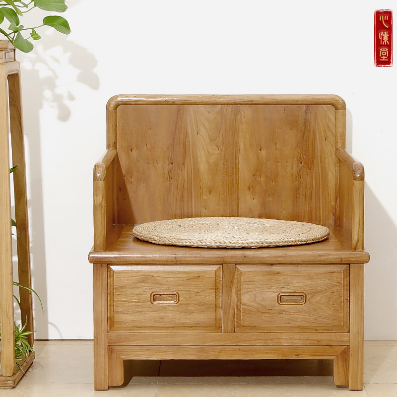 Play chair Chinese-style walled chair sofa-hair chair with drawer storage chair Zen intentions old elm wood solid wood zen chair single zen chair