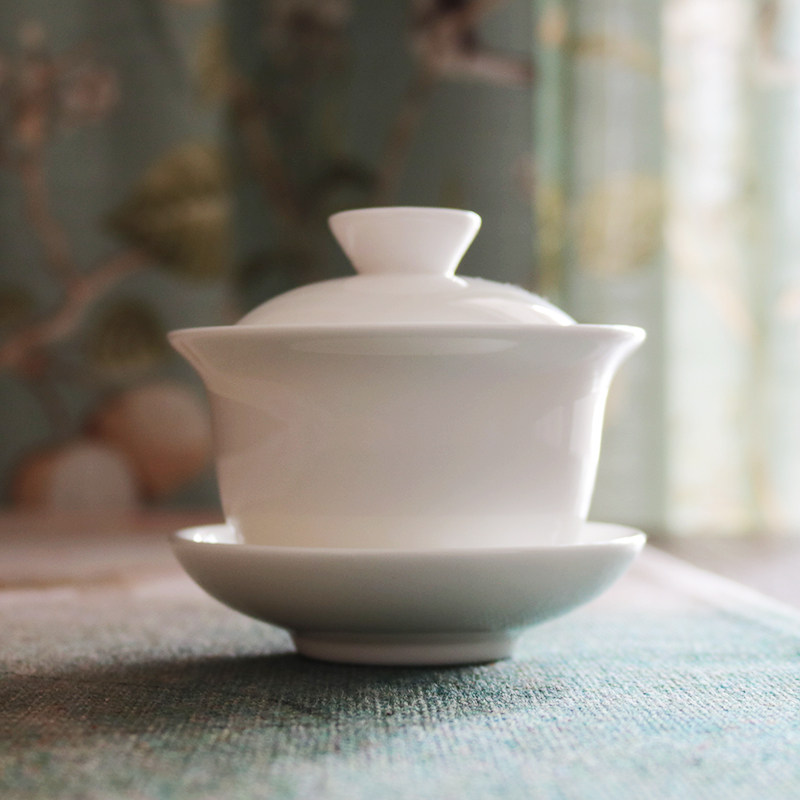 Huawong Yizhang bone China pure white ultra-thin tire transparent glaze tea bowl 130ml small three-year-old cover bowl 45%bone meal