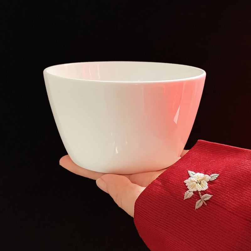 2pcs (Hongru) 4 5 inches 5 5 inches pure white no color lead-free bone China rice bowl Super light transmissive microwave