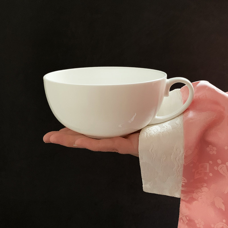 45% bone porcelain (single ear dessert bowl) Chinese style retro green flower porcelain 4 25-inch single-ear cup ice cream bowl