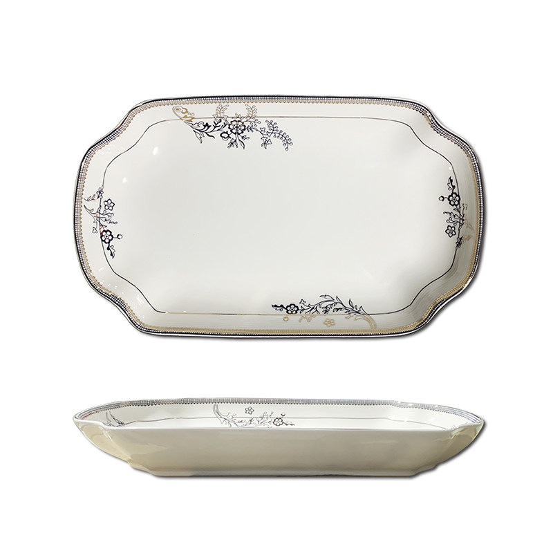 45% bone porcelain (fish pan) 10-13 inch square deep fish pan pure white oval steamed fish pan healthy lead free