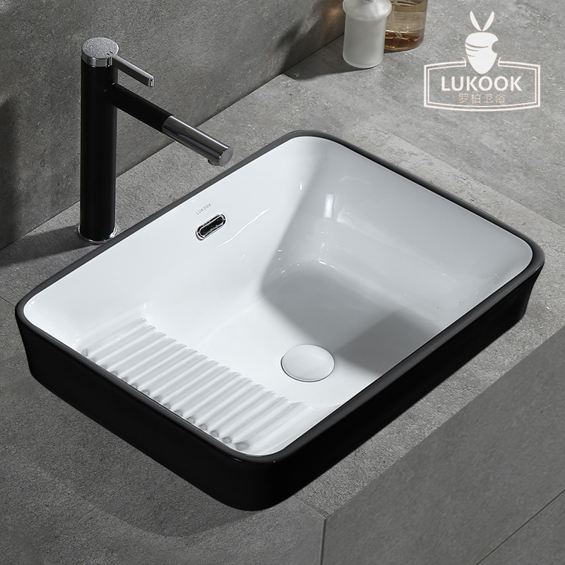 Ropper Ceramic Terrace Basin Washbasin Wash Basin with washboard Taichung basin Semi-embedded Terra basin Home Laundry basin