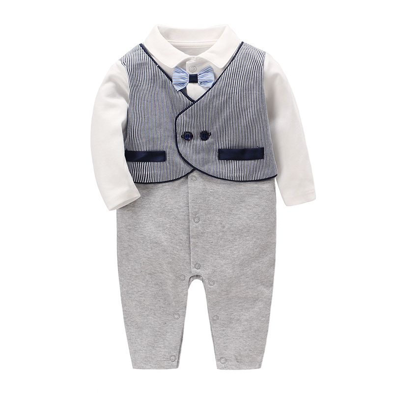 Baby's new Inron Lieven clothes 0-3 full moon 600 days baby 9 male gentlemen 1 year old gown summer spring autumn clothing