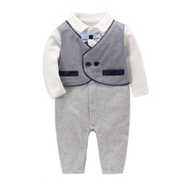 Baby new British conjoined clothes 0-3 full moon 6 hundred days Baby 9 male gentleman 1 year old dress summer spring and autumn