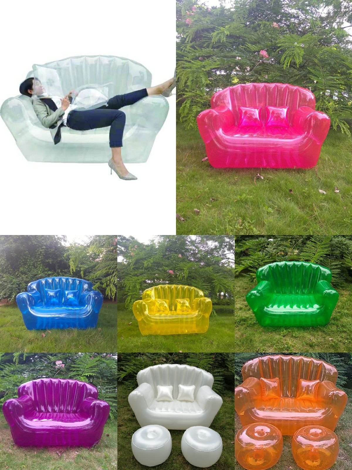 Net red inflatable double sofa transparent series inflatable chair inflatable chair outdoor chair manufacturer direct supply