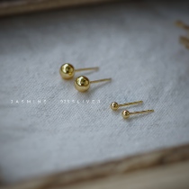 S925 Sterling silver French gold beanie basic small stud earrings round beads All-in-one 