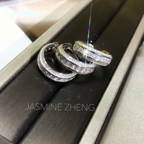 JASMINE*925 sterling silver*Full diamond opening adjustable ring Imported rhinestone super flash exquisite inlaid luxury