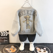 Childrens clothing boys autumn winter coat 2021 new boys foreign style clothes Tide brand children handsome cardigan baseball uniform