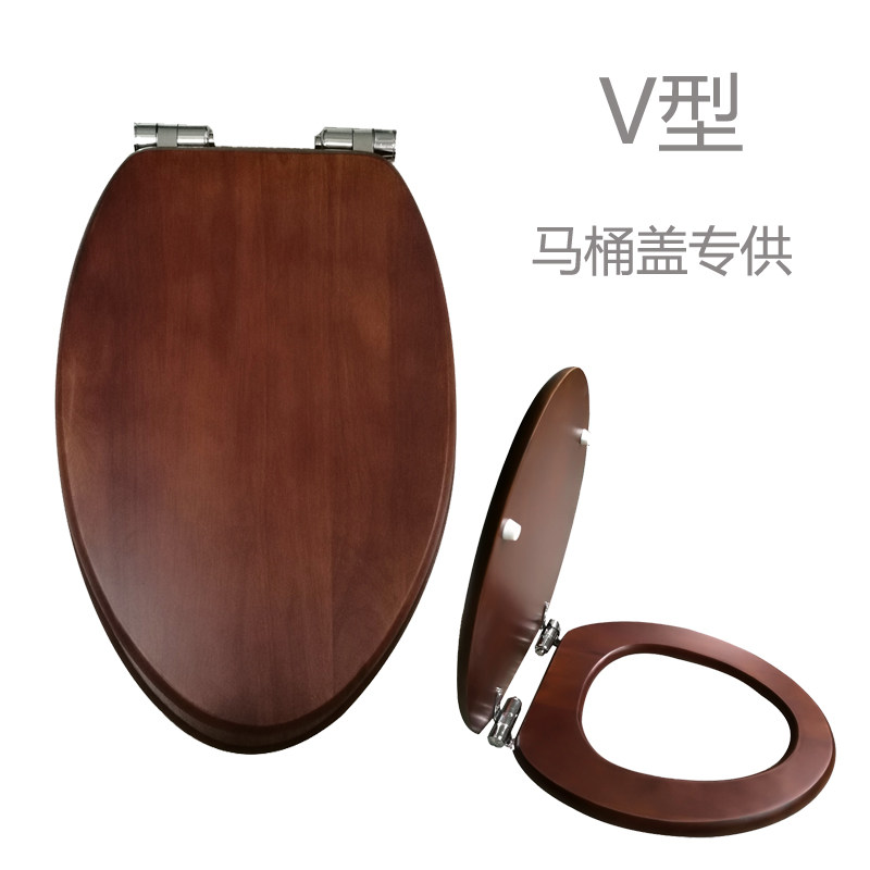 Solid wood toilet cover replace old toilet long V - type special stainless steel slow - down hinge