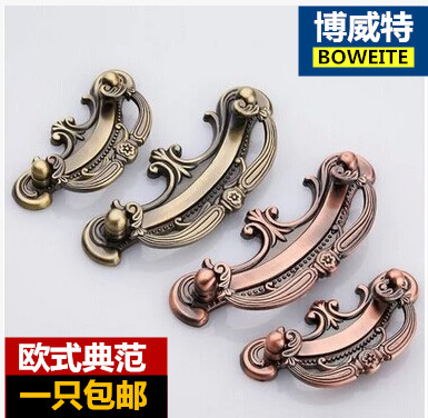 Handle European-style cabinet door drawer wardrobe antique handle overall cabinet medicine cabinet small handle green red bronze furniture small handle