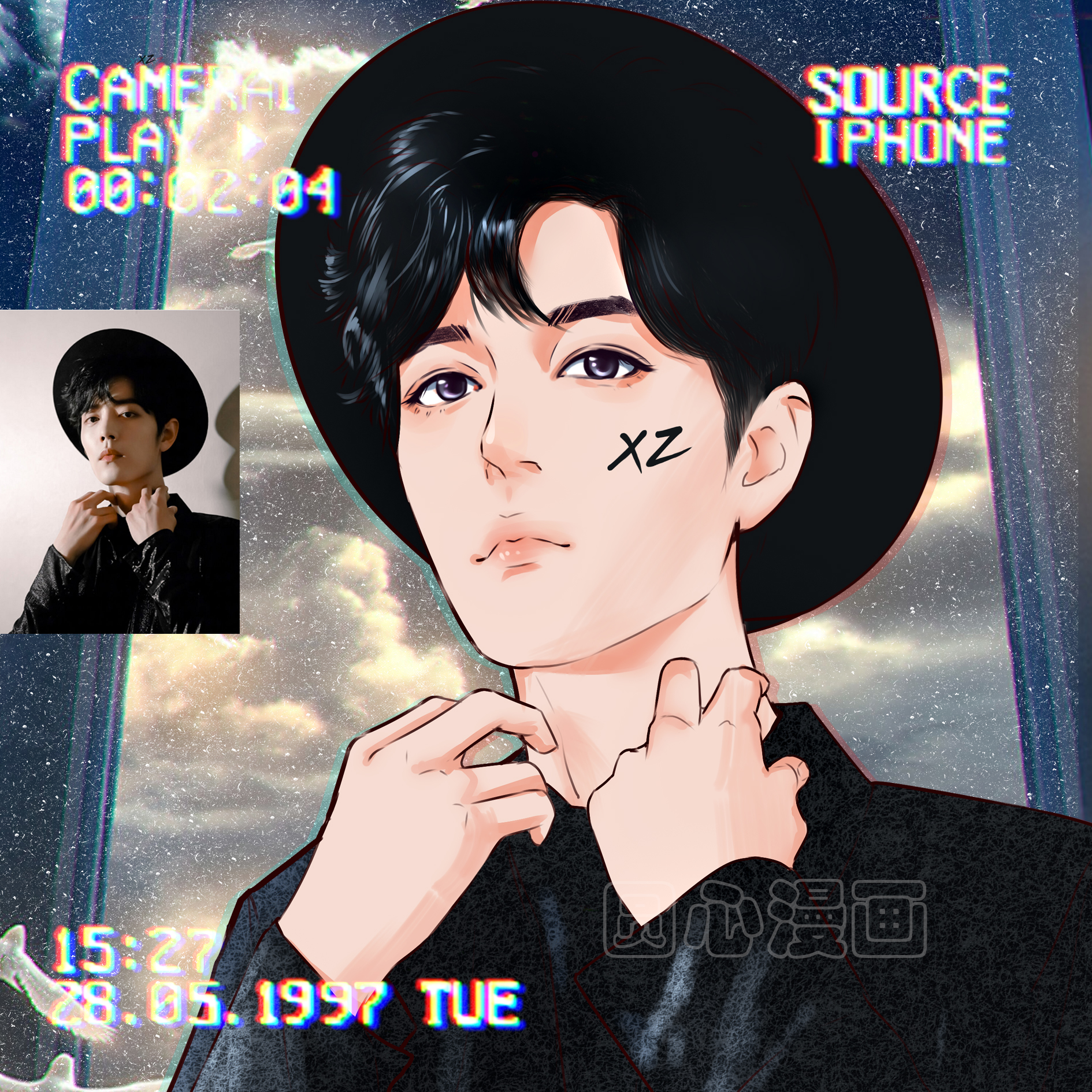 Q version hand-drawn avatar transformed into Upanishads design couple cartoon character logo live-action photo manga customization