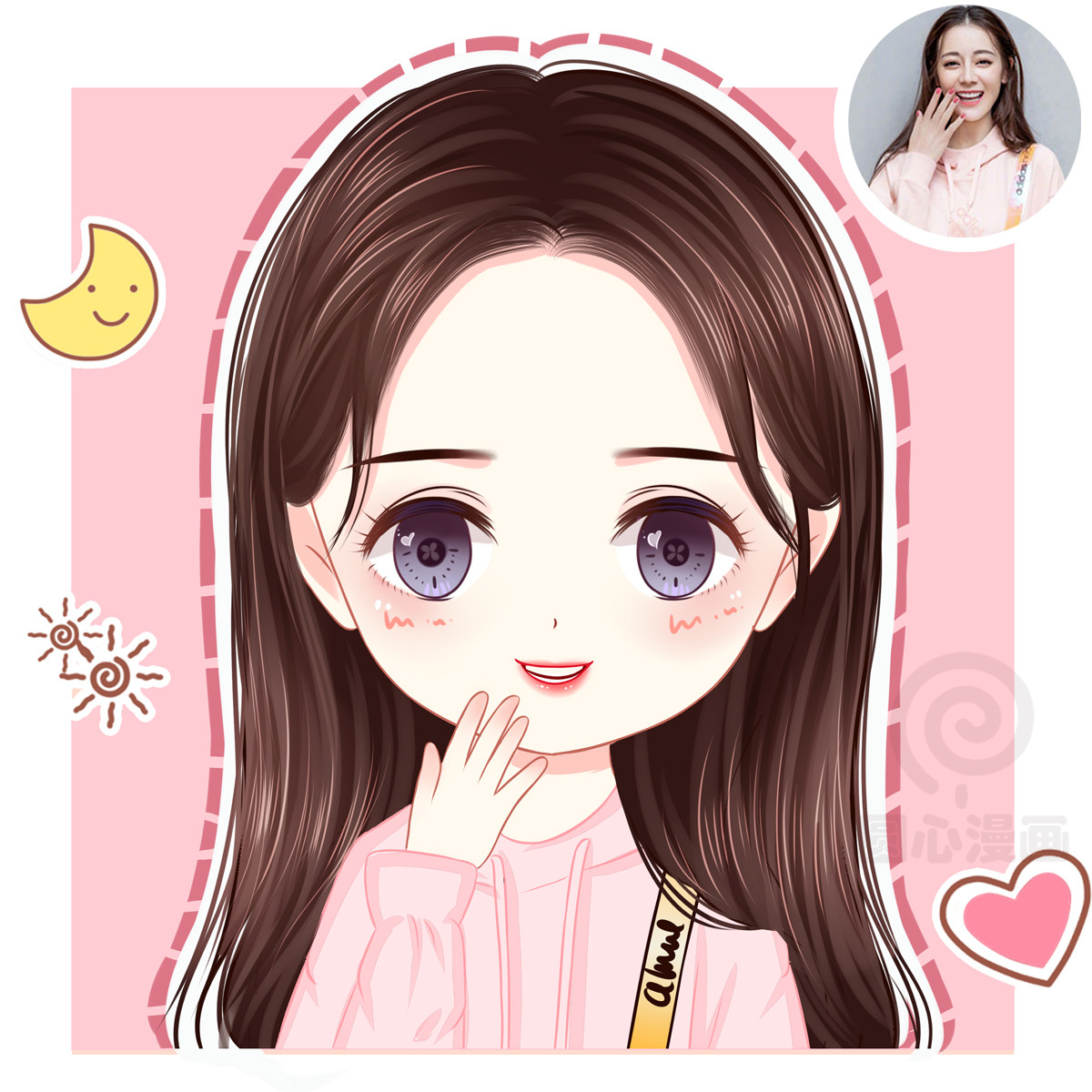 Q version of the avatar design set to make photos to hand-drawn cartoon character image comic illustration couple wedding ceremony