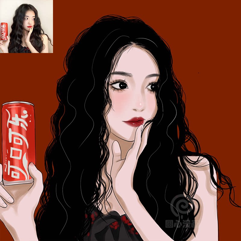 Hand-painted Avatar Couple Dark Black Wind Sketching Wedding Gifts Comic Cartoon Cartoon Cartoon Live Photos Transfer Hand-drawn Custom