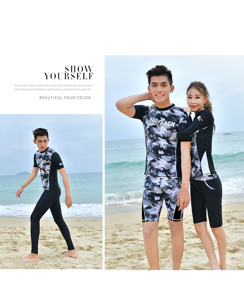2018 cặp đôi mới của Hàn Quốc đồ bơi nam và nữ năm điểm quần bơi tách đôi phù hợp với suối nước nóng che bụng bên bờ biển bảo thủ đồ biển cặp	