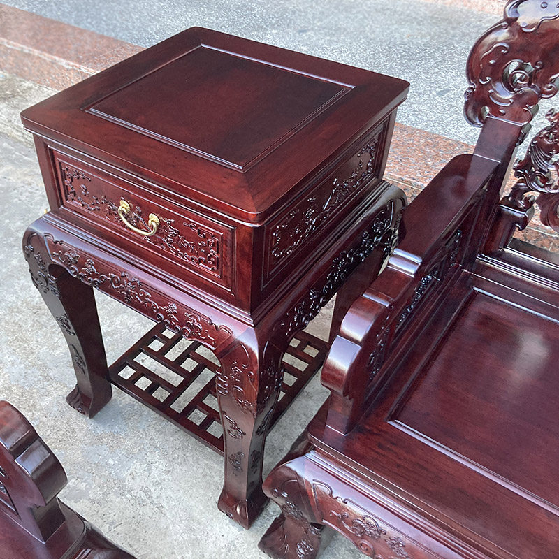 Махогани диван 高端中式国标红木雕花沙发缅甸花梨木酸枝色加厚飞天沙发茶几组合 OTHER