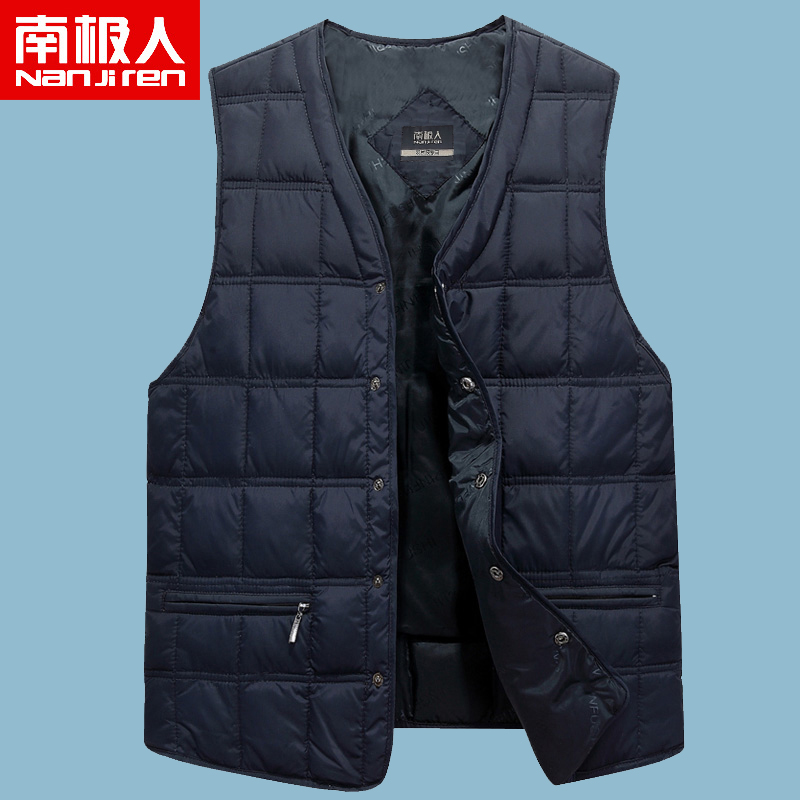 Antarctic middle-aged and elderly men's down vest white duck down vest winter vest middle-aged dad warm vest