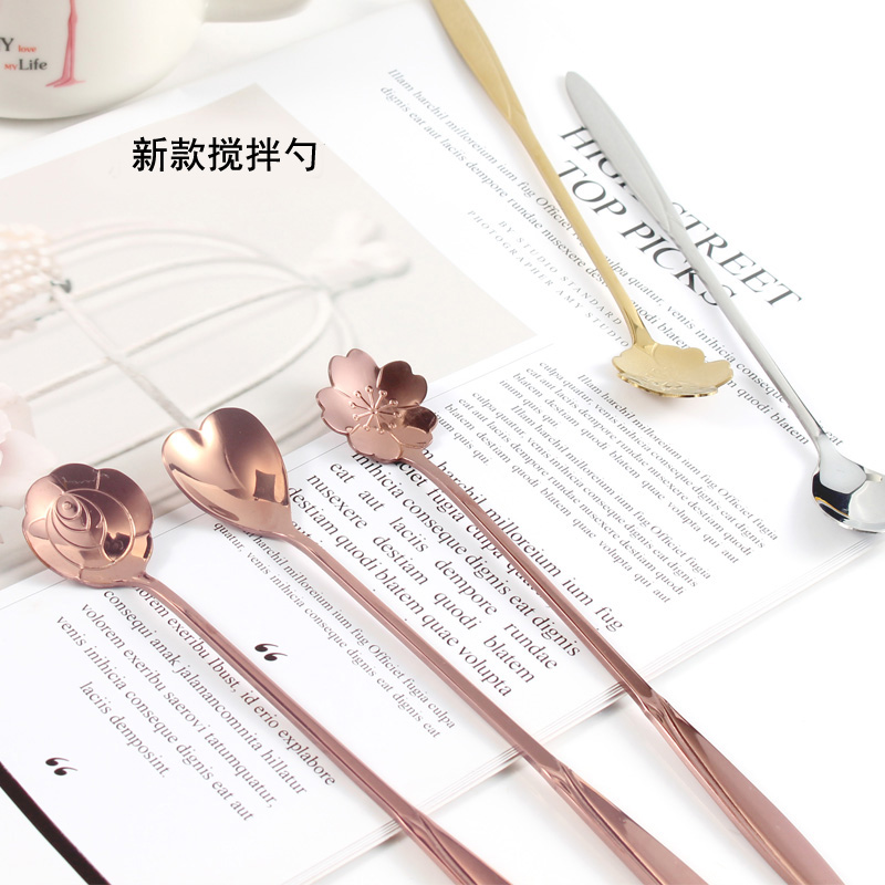New creative coffee spoon mixing spoon Stainless steel spoon Coffee spoon mixing spoon Small spoon spoon soup spoon