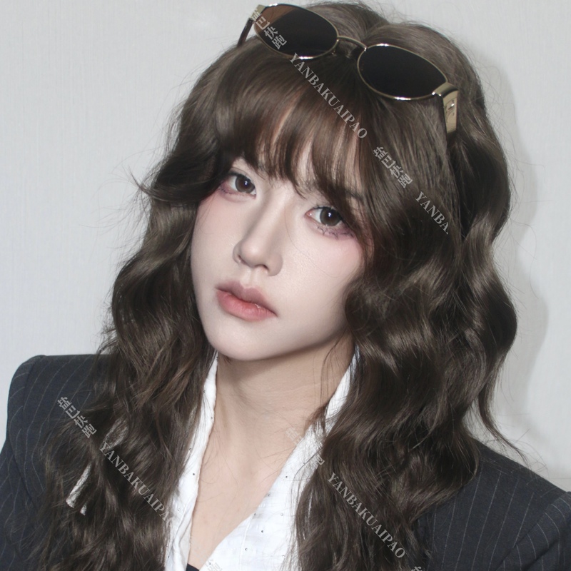 【Zhenxi】Yanba Kuai Kou Original Deep Brown Sister-Like Natural Daily Air Bangs Long Curly Water Wave Wig 【Zhenxi】Yanba Kuai Kou Original Deep Brown Sister-Like Natural Daily Air Bangs Long Curly Water Wave Wig