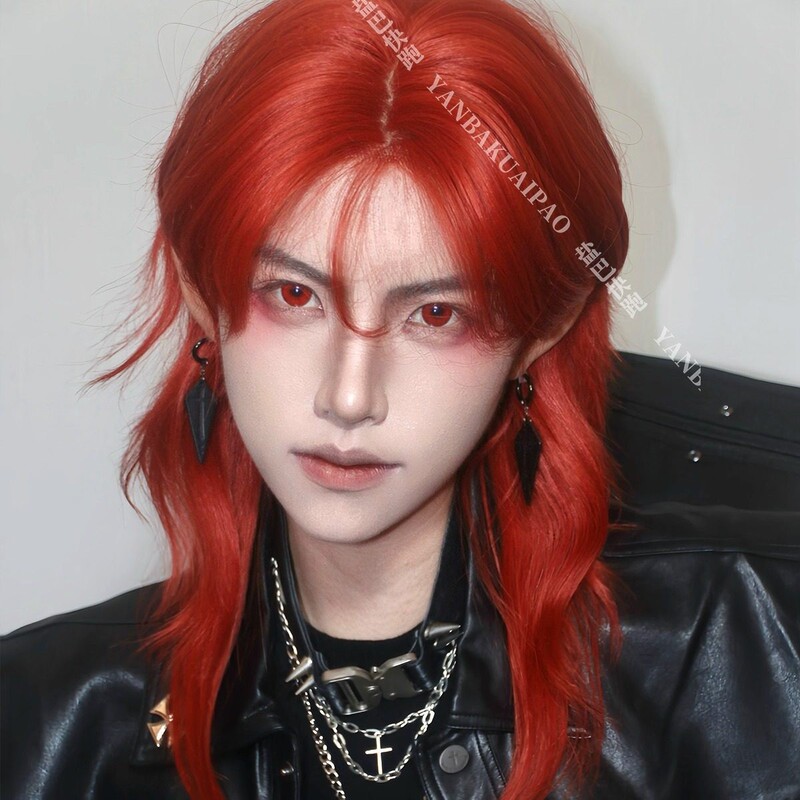 【Zhuo Ye】Yanba Kuai Cao Original Small Lace High-Layered Long Wolf Tail Wavy Neptune Red Unisex Wig 【Zhuo Ye】Yanba Kuai Cao Original Small Lace High-Layered Long Wolf Tail Wavy Neptune Red Unisex Wig