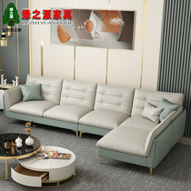 Light luxury sofa three-person living room modern simple small apartment four-person double minimalist leather sofa combination