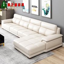 Italian Nordic leather sofa living room modern light luxury First layer cowhide small apartment two or three people solid wood leather sofa