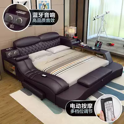 Tatami bed Leather bed European large bed Double bed 2 meters 2 2 meters 2 4 master bedroom modern simple leather bed 1 8 meters