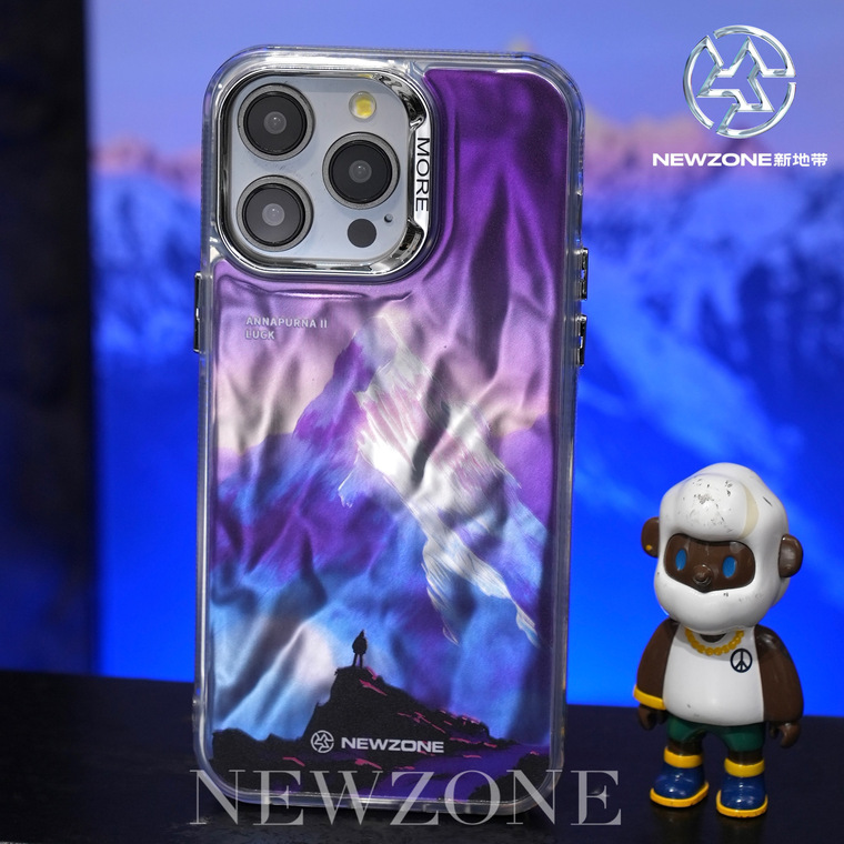 New Gradient Laser Shine Snow Mountain Illustration Annapurna II Luck 15, 14, 13, 12 iPhone Case