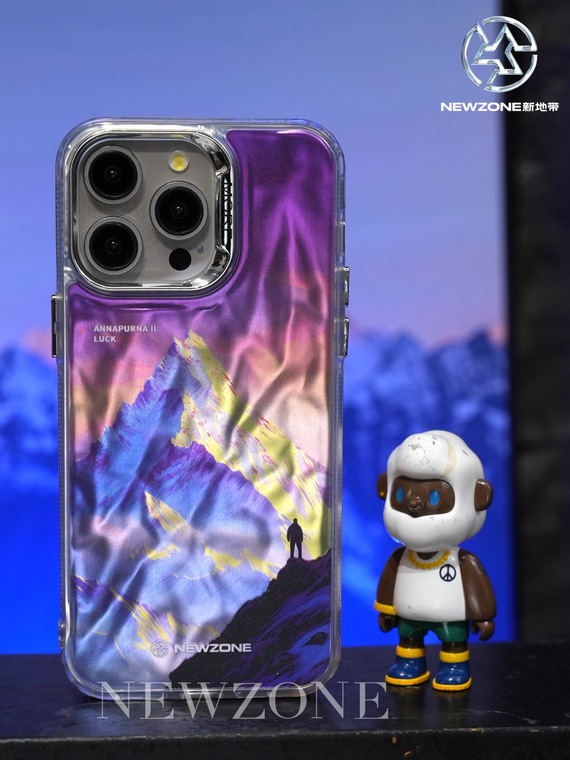 New Gradient Laser Shine Snow Mountain Illustration Annapurna II Luck 15, 14, 13, 12 iPhone Case