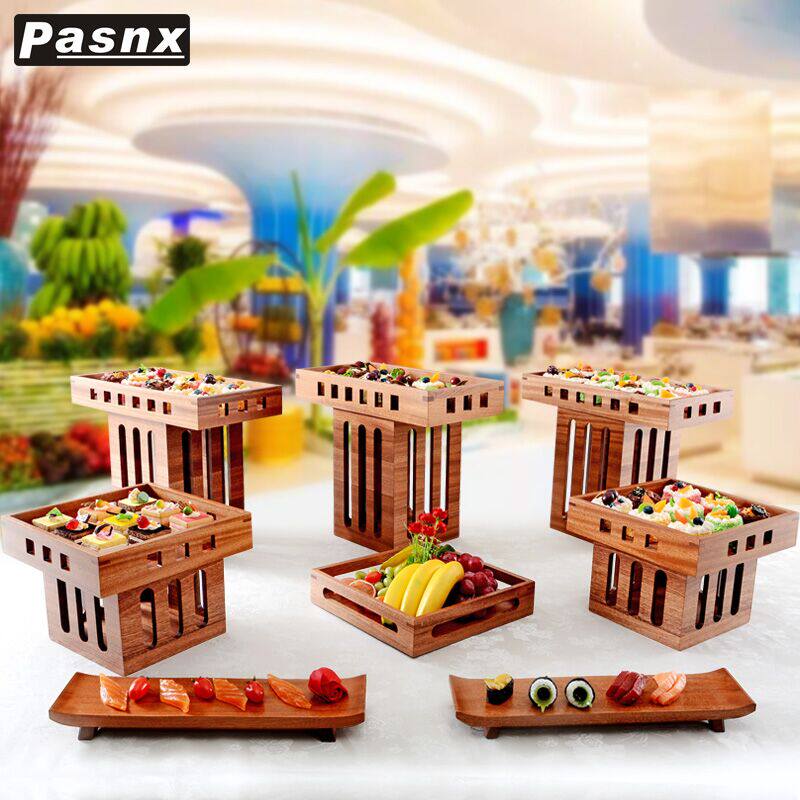 Woody Cold Dinner Tea Break Table Creativity Chinese Style Buffet Cake Refreshment Shelf Dessert Terrace Pendulum