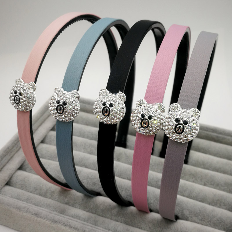 Headband girls simple metal diamond bear hair accessories girl students with teeth non-slip hairpin big children's headband - Taobao