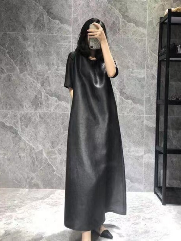 High-End Brand Store Clearance: Heavy Silk Fragrant Cloud Yarn Silk Minimalist Loose-Fitting Women's Robe, Extra-Long Style