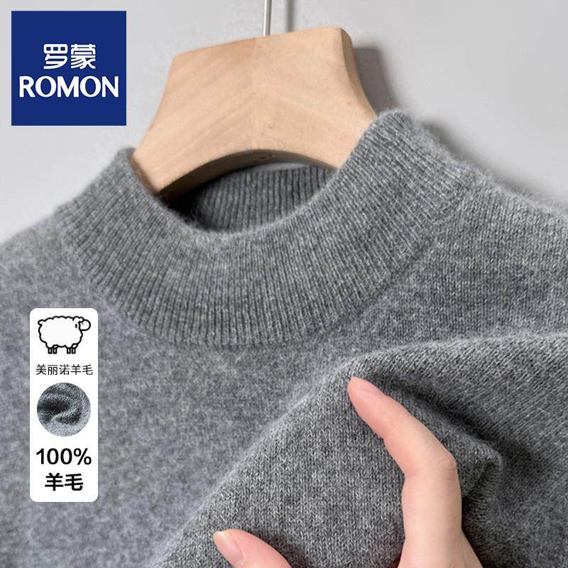 Осенне-зимний утолщенный кардиган Romon, мужской свитер с высоким воротом, 100% натуральная шерсть, вязаный однотонный кашемировый свитер