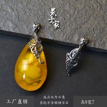 Swallow home 925 silver hollow carved jade amber pendant clip Sterling silver fancy buckle head pendant accessories buckle