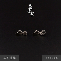 Swallow home 925 silver thickened emerald crystal pendant clip buckle Silver buckle long needle silver clip pendant buckle accessories melon seed buckle