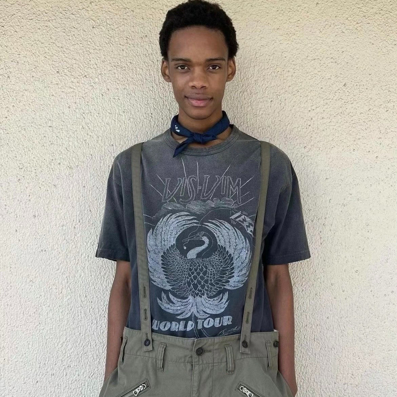 Visvsvm Visvim Jumbo t Crash World Tour Crane Black Distressed Short Sleeve 23Aw