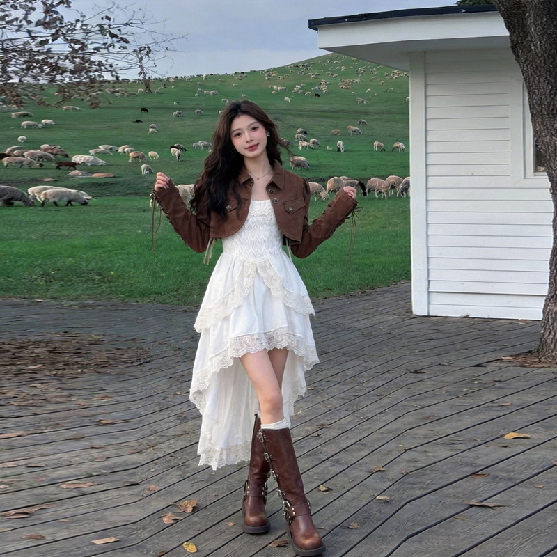 Clothes for Taking Photos in Xinjiang, Outfits for Traveling in the Inner Mongolia Grassland, Melard Irregular Dress Set