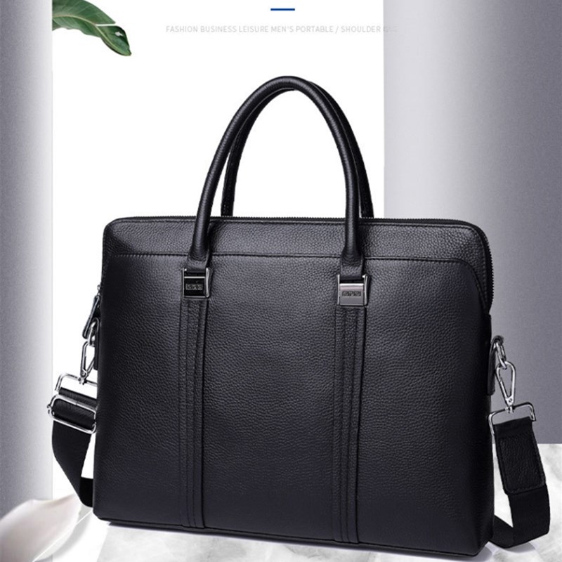 New Men's Bags Genuine Leather Briefcase Men's Business Top Layer Cowhide Handbag One Shoulder Hand Messenger Bag Men's Bag