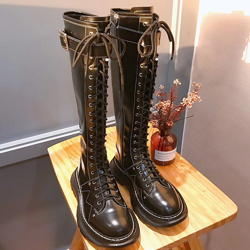 Small boots girl high knight boots star same skinny handsome locomotive boots long boots