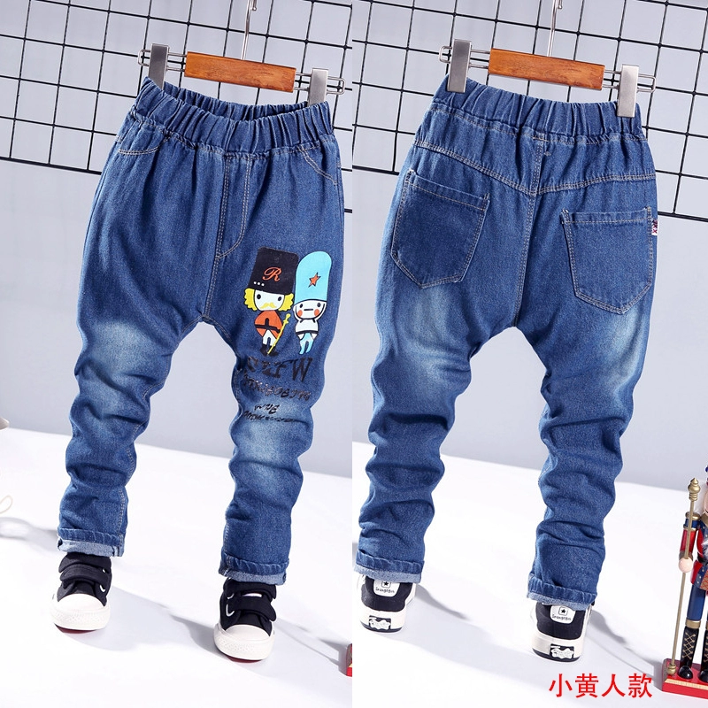 Quần jeans bé trai mùa thu mới bé gái quần dài chân cho bé quần 1-2-3-4-5-6 tuổi mỏng