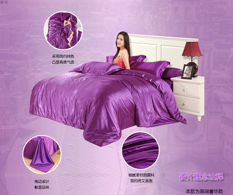 Mùa hè khỏa thân ngủ băng lụa bốn mảnh satin Tencel vegan quilt cover sheets lụa 1.8 m giường bộ đồ giường