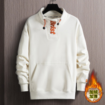 Mens semi-high neckline Han version trendy winter 2020 new long sleeves T-shirt plus suede thickened undershirt compassionate