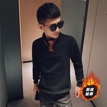 Winter Fashion Handsome 100 lap high collar and velvety coat mens social spirit Small group blouses net red undershirt