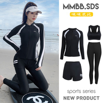 Womens split swimsuit long-sleeved trousers warm swimsuit sun protection plus wet suit quick-drying surfing snorkeling suit