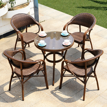 Outdoor table and chair combination rattan chair three-piece balcony small coffee table home Outdoor rattan chair courtyard terrace table and chair