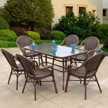 Outdoor rattan table and chair outdoor outdoor courtyard garden balcony casual tea table chair waterproof simple coffee table rattan chair
