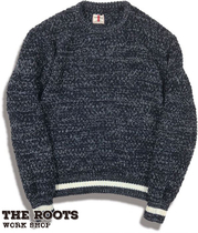 Japan SAMURAI JEANS Samurai Indigo plant dyed two needles retro knitted sweater