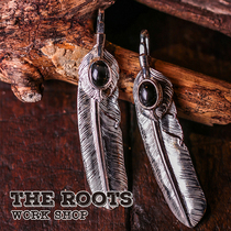 Spot Japan First Arrows P359 Artisan Handmade 950 Silver Black Agate silver feather pendant