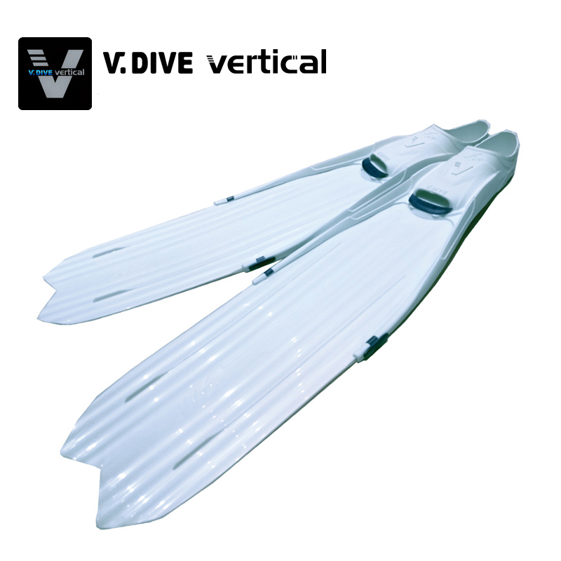 Taiwan V DIVE professional free diving long footed webbed transparent full white cash male and female deep diving flip-flopper