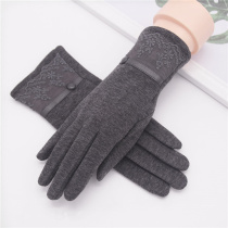 Gloves Lady Winter Warm and Hawling Five Fingers Driving Wind-proof Wind-resistant Cotton Lovely Spring and Autumn Touch Screen